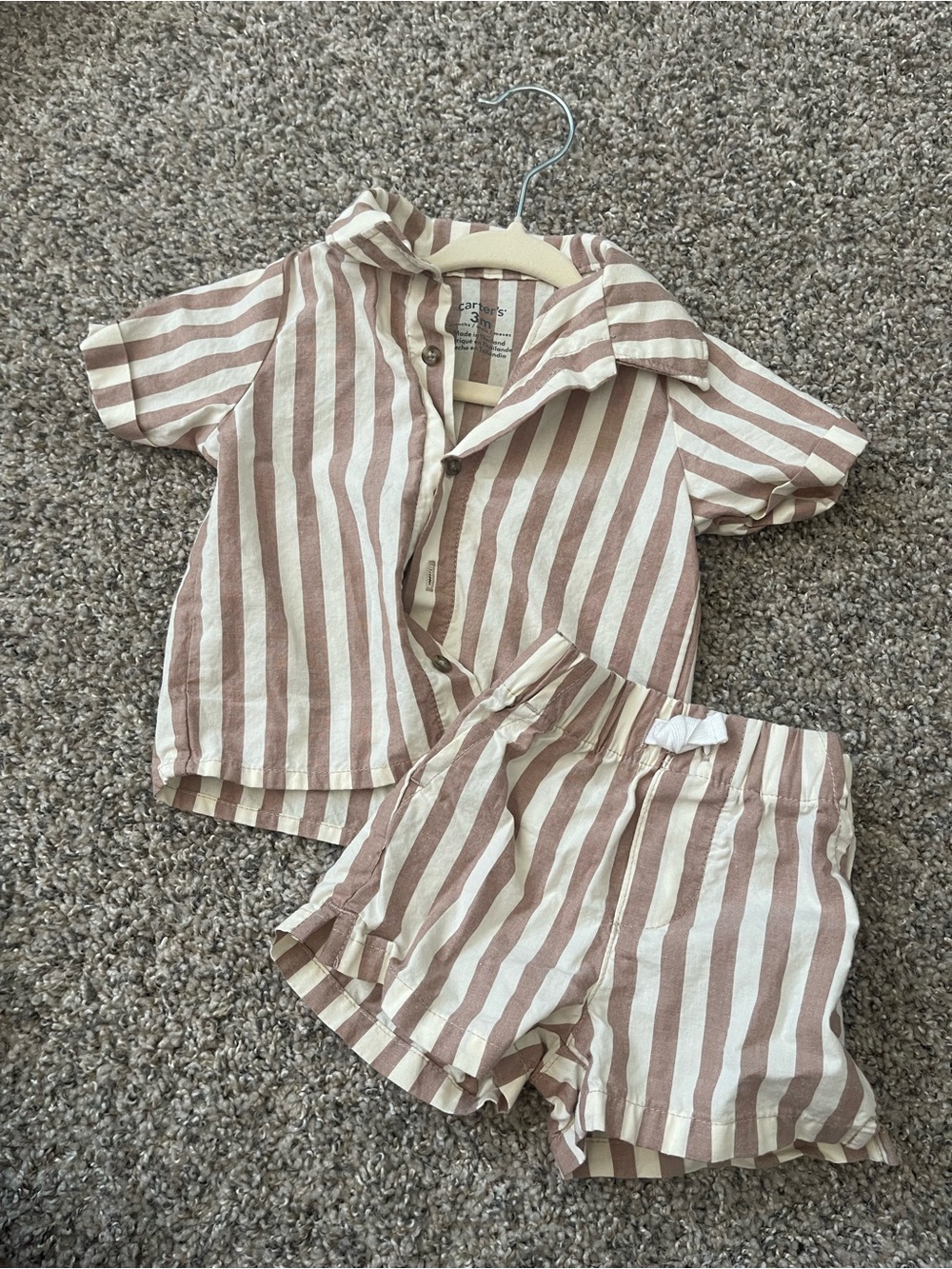 Striped brown & Cream Baby Set